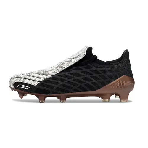 Chuteira Campo Adidas F50 Spider Remake Branco, Preto e Marrom