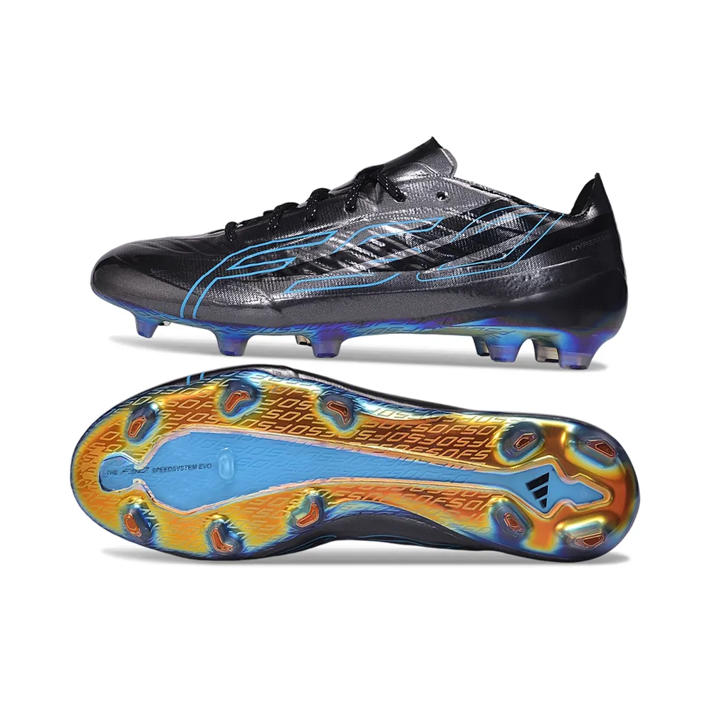 Chuteira Campo Adidas F50 Hyperfast FG Preto e Azul