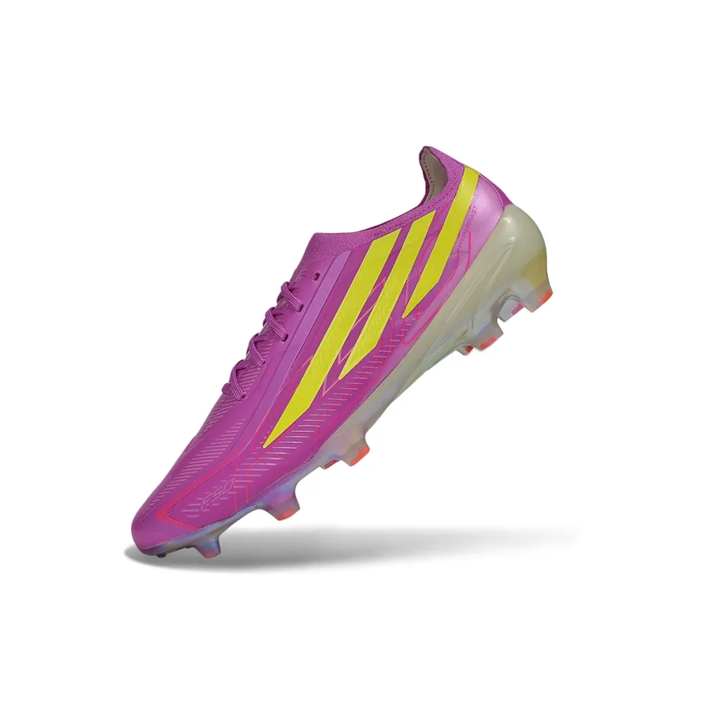 Chuteira Campo Adidas F50 Hyperfast FG LL Rosa e Amarelo