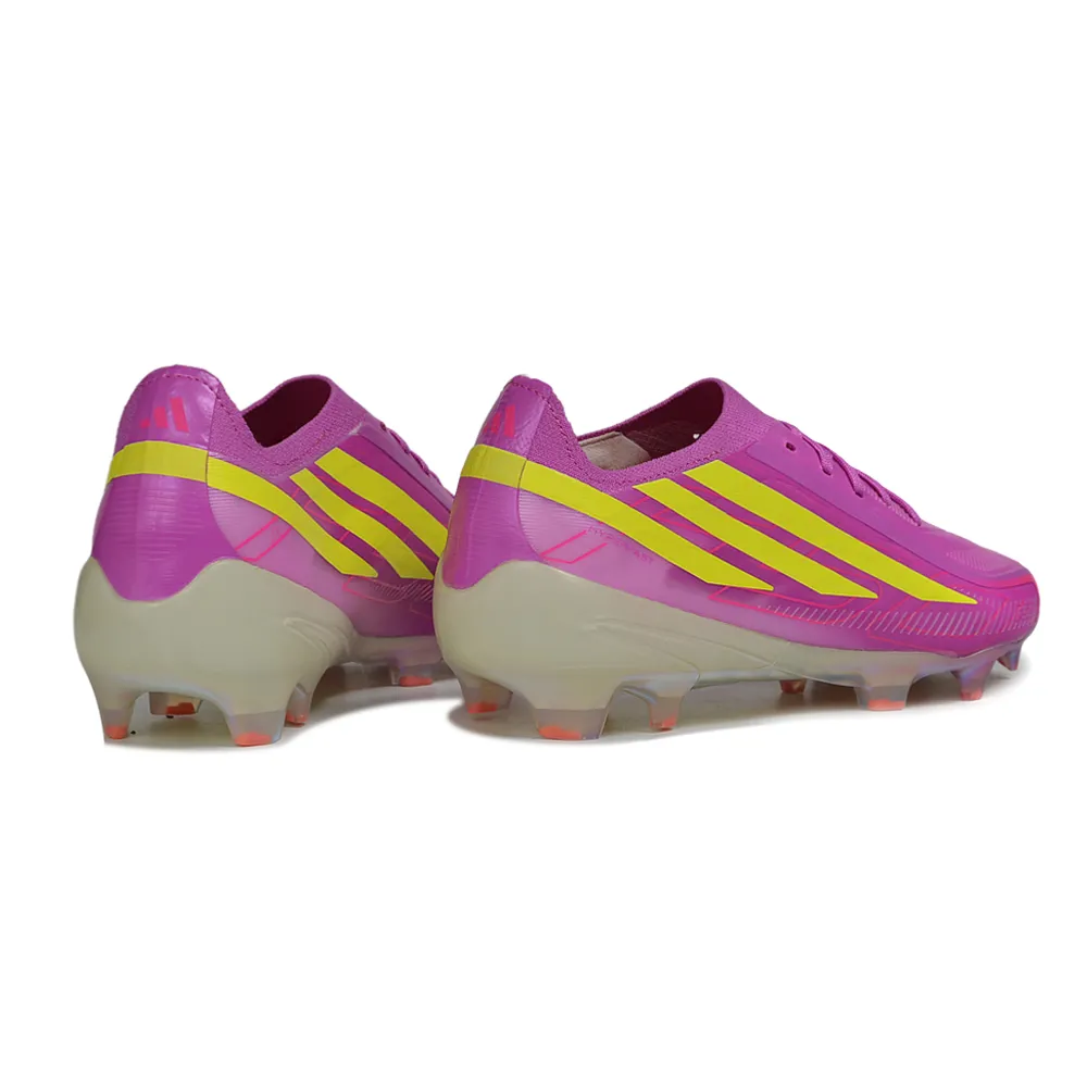 Chuteira Campo Adidas F50 Hyperfast FG LL Rosa e Amarelo