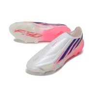 Chuteira Campo Adidas F50 Hyperfast LL FG Branco, Azul e Rosa - imagem 5