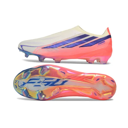 Chuteira Campo Adidas F50 Hyperfast LL FG Branco, Azul e Rosa