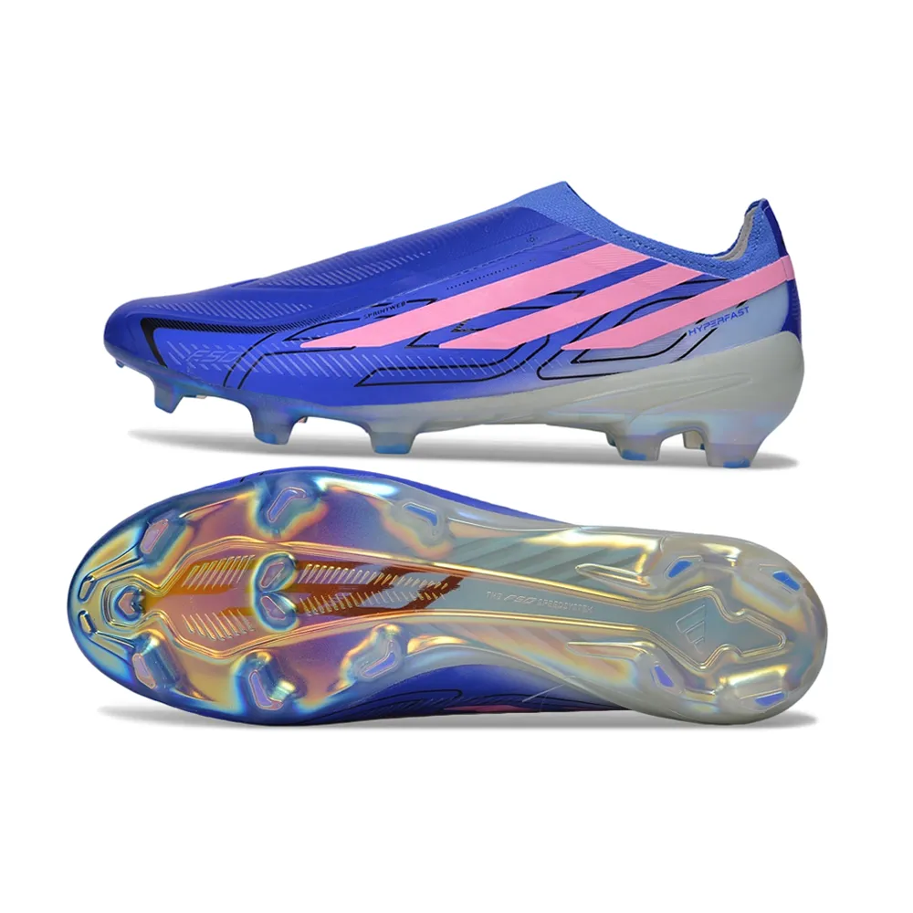 Chuteira Campo Adidas F50 Hyperfast LL FG Azul e Rosa