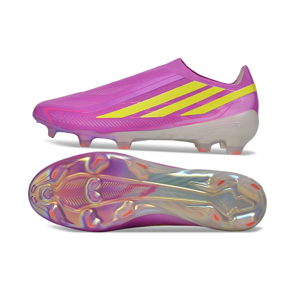 Chuteira Campo Adidas F50 Hyperfast LL FG Roxo e Amarelo
