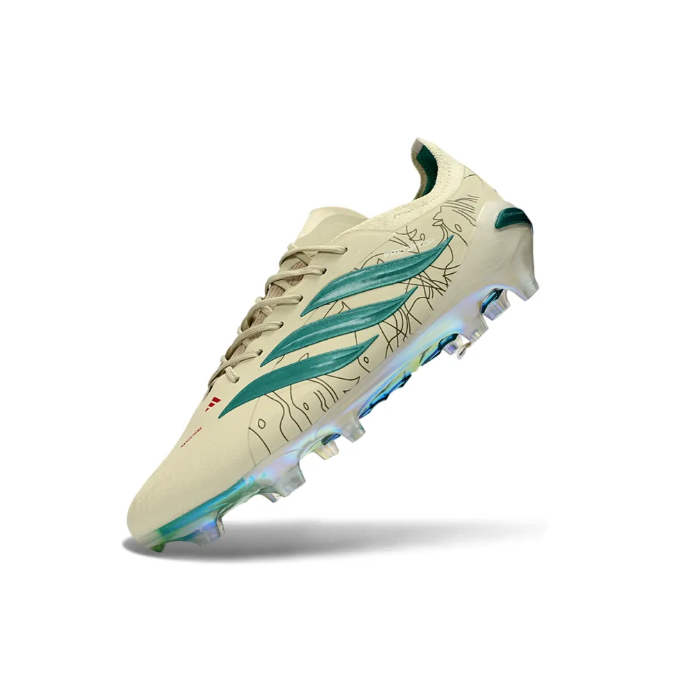 Chuteira Campo Adidas Predator 26 Elite FG Bege e Verde