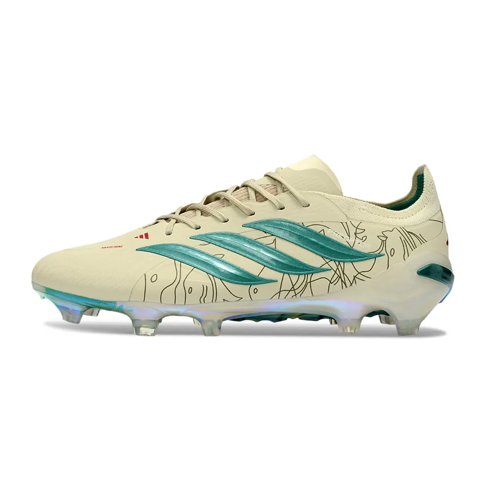 Chuteira Campo Adidas Predator 26 Elite FG Bege e Verde
