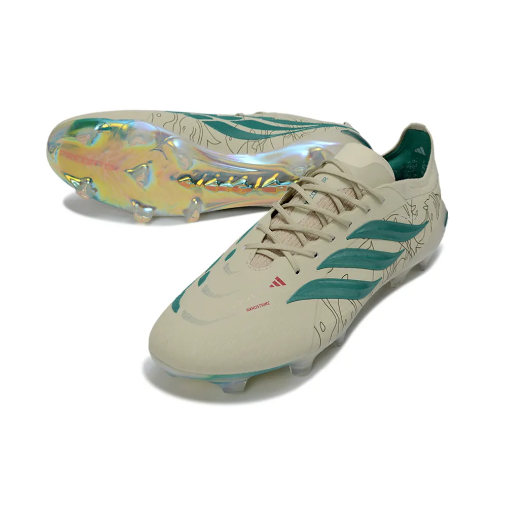 Chuteira Campo Adidas Predator 26 Elite FG Bege e Verde