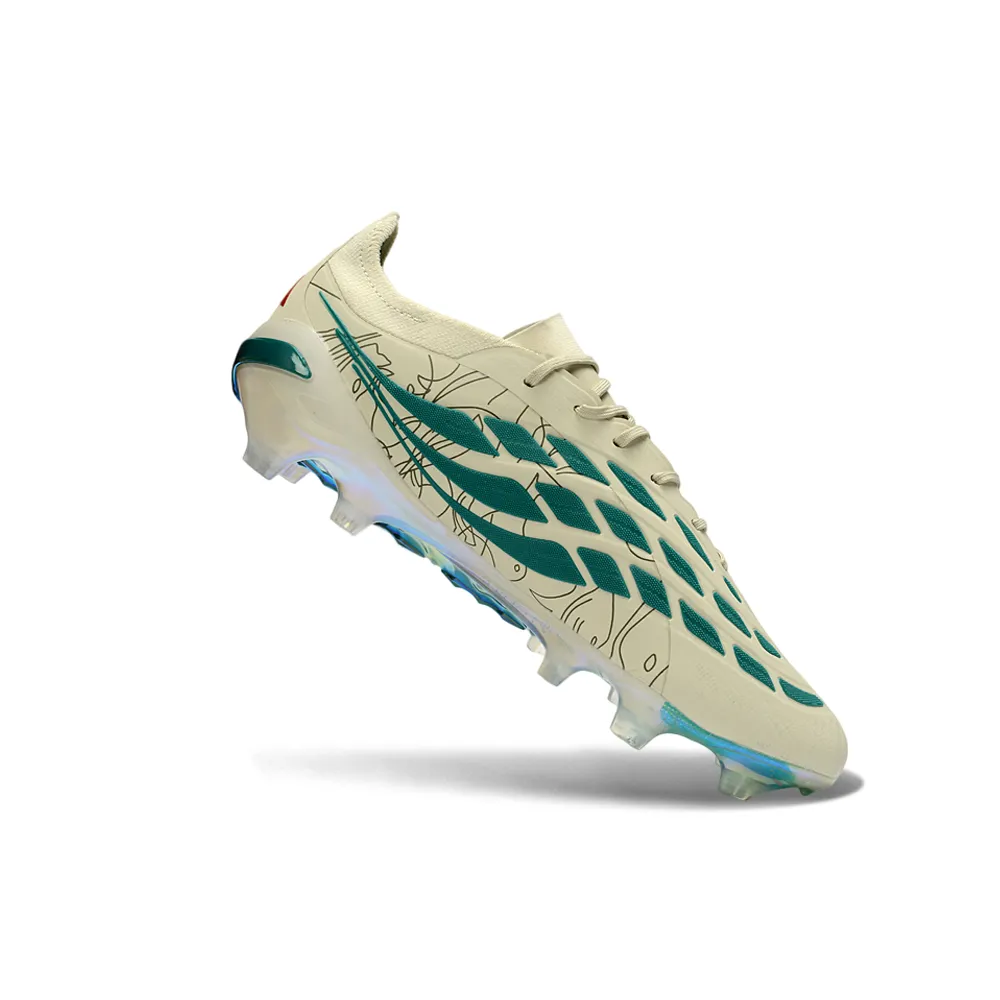 Chuteira Campo Adidas Predator 26 Elite FG Bege e Verde
