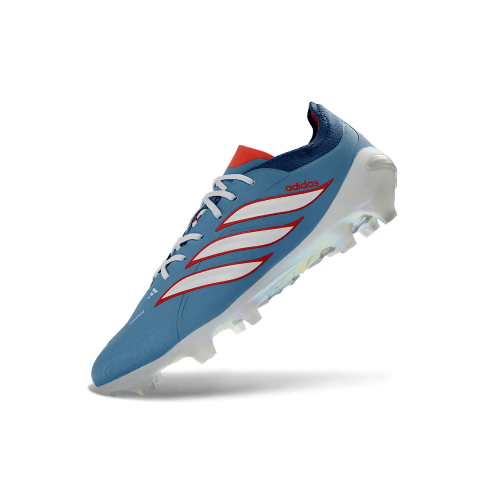 Chuteira Campo Adidas Predator 26 Elite FG Azul, Branco e Vermelho