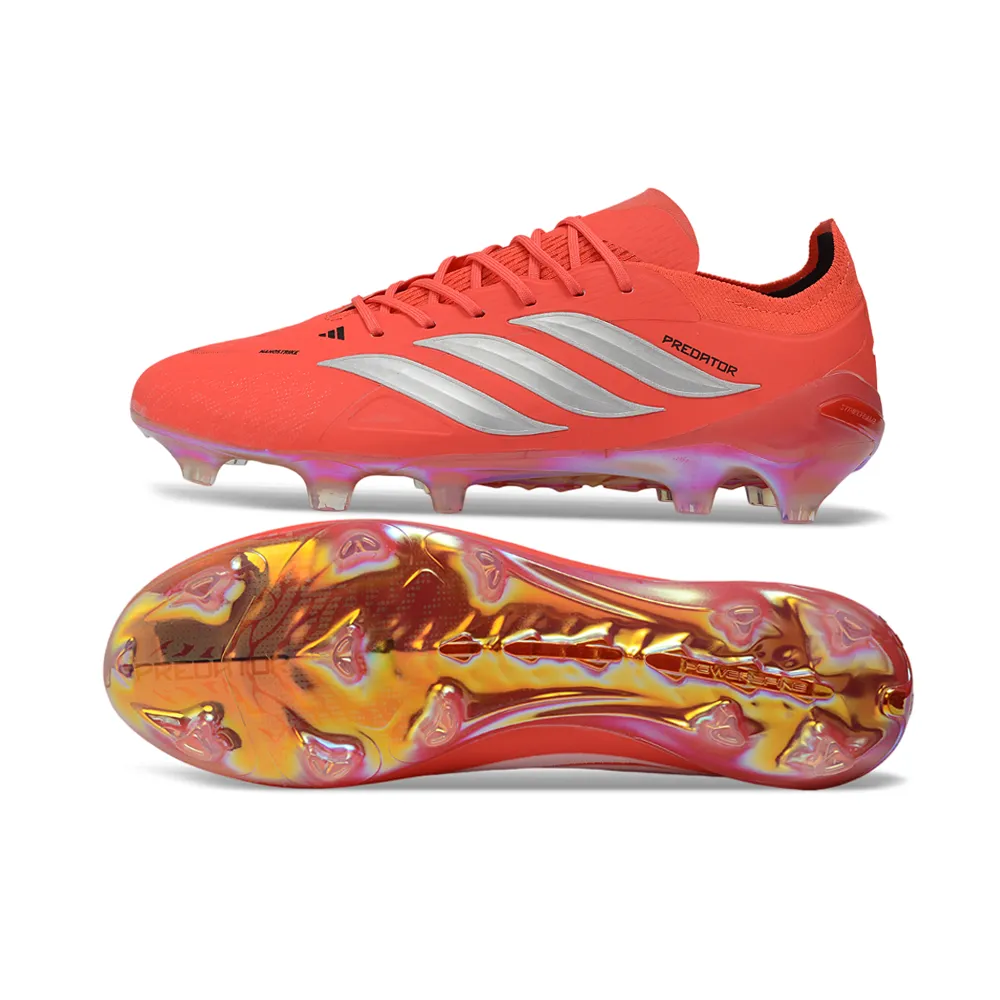 Chuteira Campo Adidas Predator 26 Elite FG Laranja e Prata