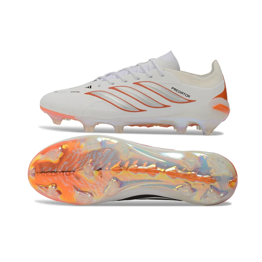 Chuteira Campo Adidas Predator 26 Elite FG Branco e Laranja