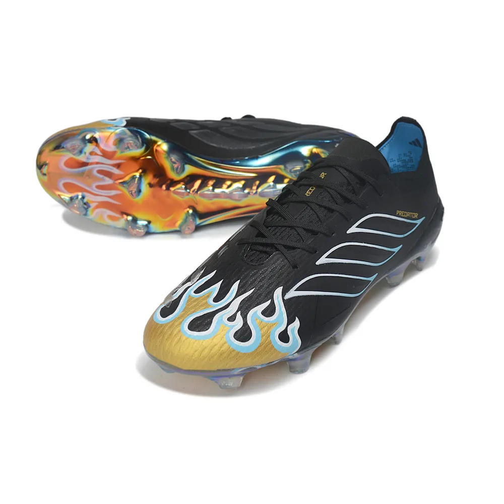 Chuteira Campo Adidas Predator 26 Elite FG Preto, Azul e Dourado