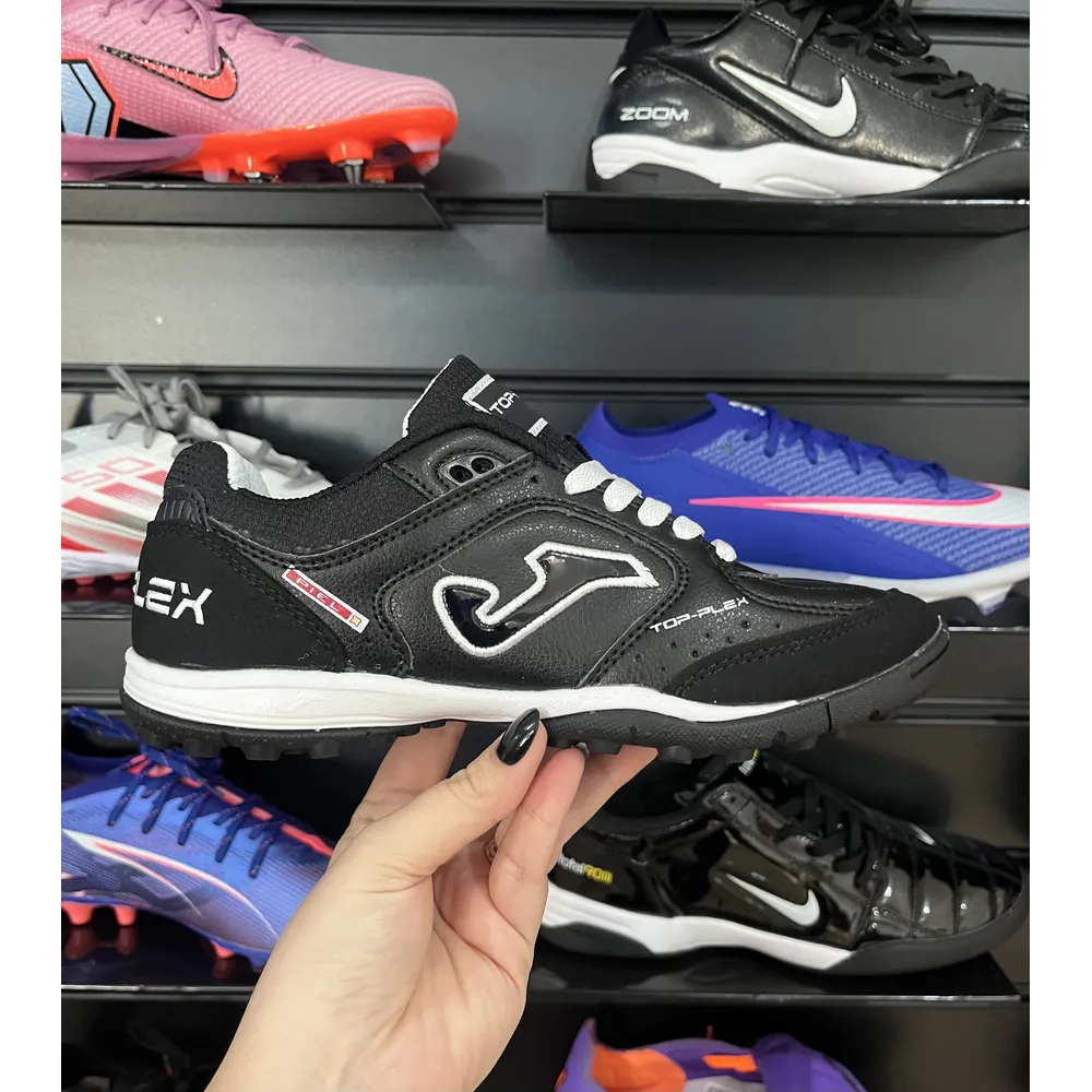 Chuteira Society Joma Top Flex Rebound TF Preta e Branca - Pronta Entrega