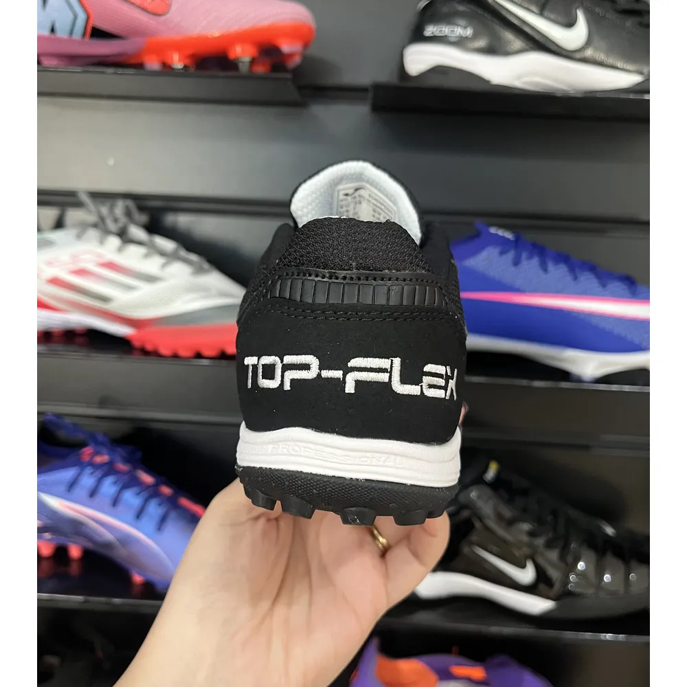Chuteira Society Joma Top Flex Rebound TF Preta e Branca - Pronta Entrega