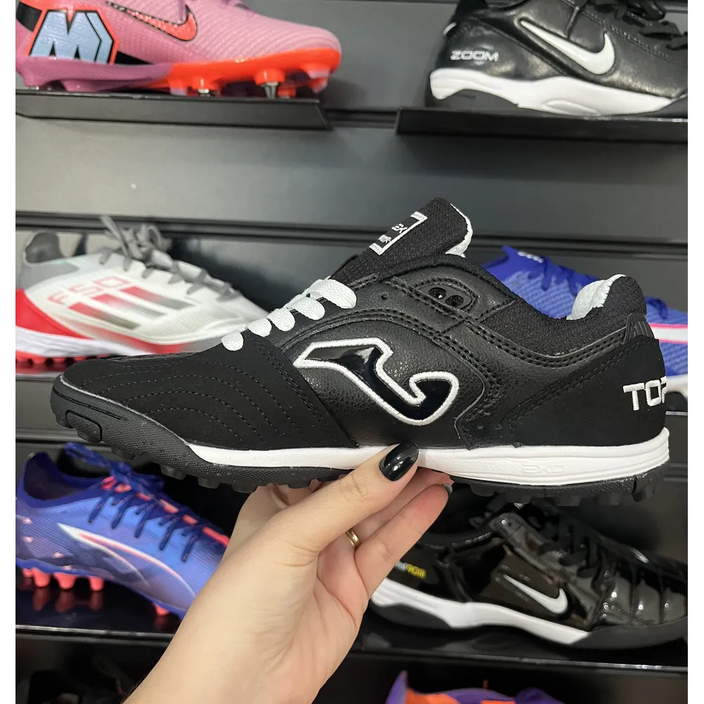 Chuteira Society Joma Top Flex Rebound TF Preta e Branca - Pronta Entrega