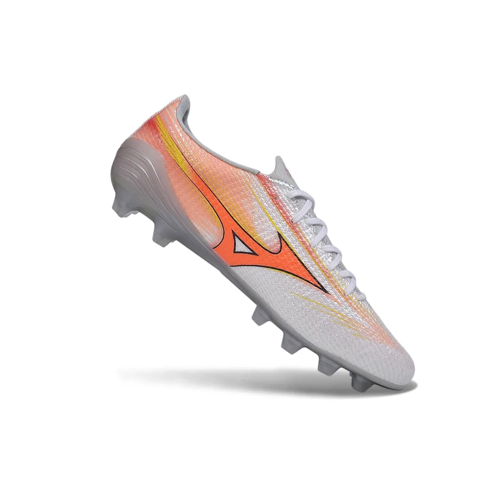 Chuteira Campo Mizuno Alpha III FG Prata e Laranja