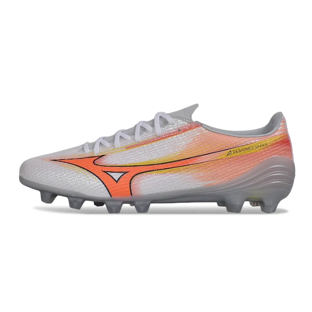 Chuteira Campo Mizuno Alpha III FG Prata e Laranja