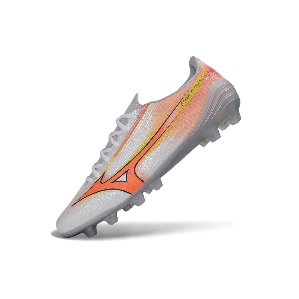 Chuteira Campo Mizuno Alpha III FG Prata e Laranja