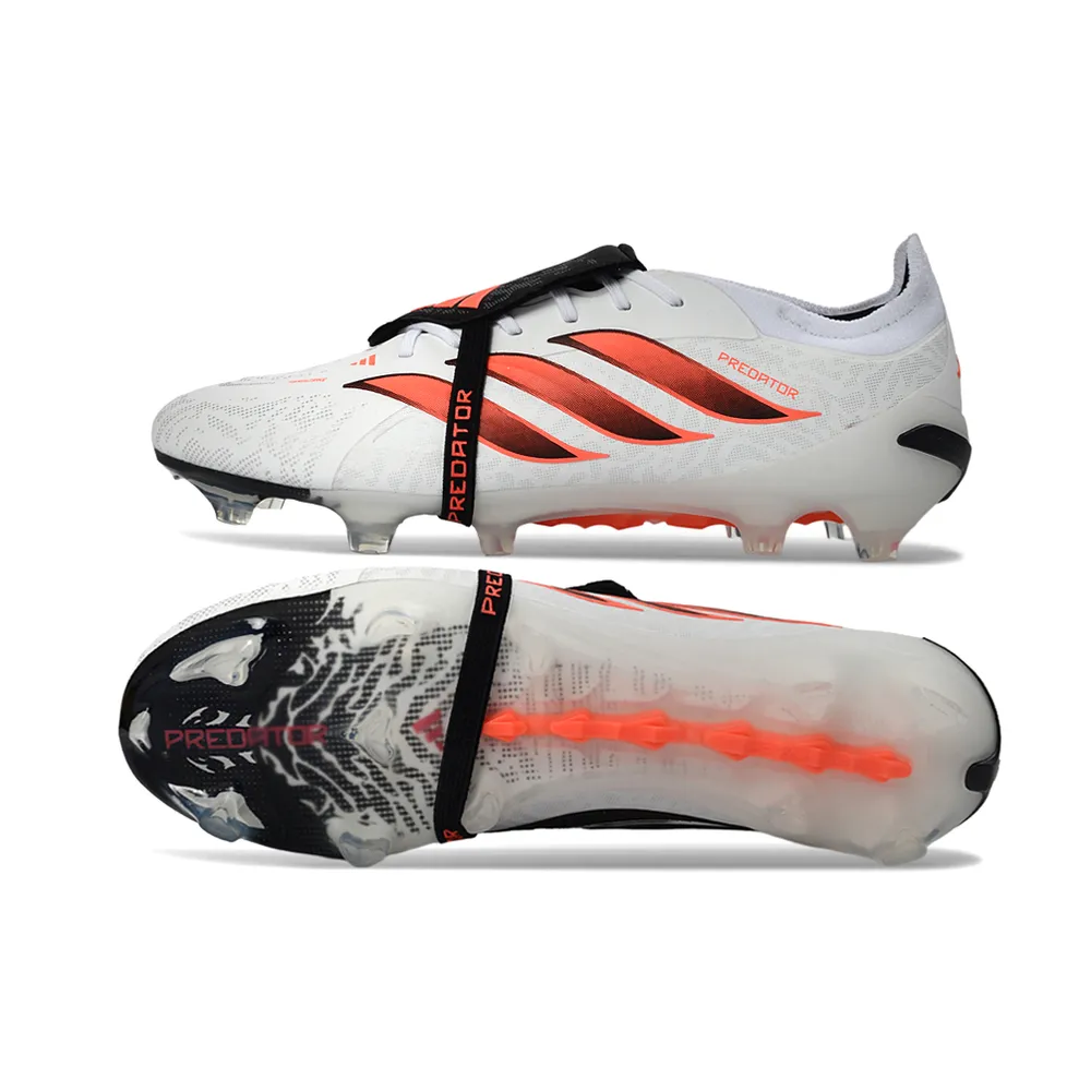 Chuteira Campo Adidas Predator Tongue 26 Elite FG Branco, Preto e Laranja