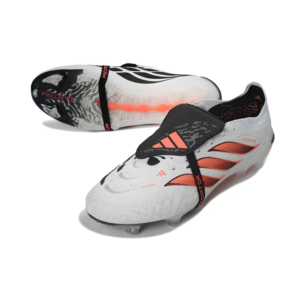 Chuteira Campo Adidas Predator Tongue 26 Elite FG Branco, Preto e Laranja