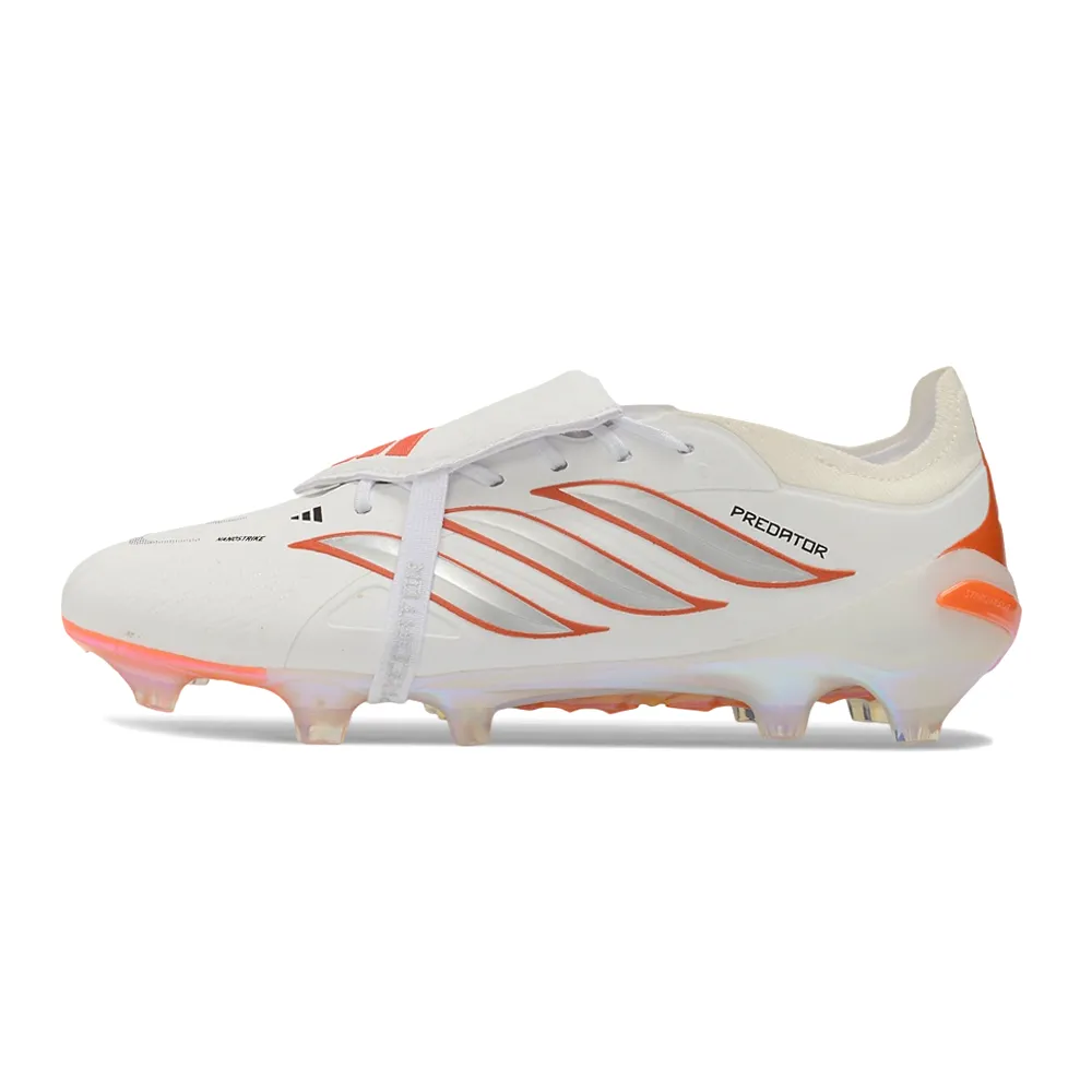Chuteira Campo Adidas Predator Tongue 26 Elite FG Branco e Laranja