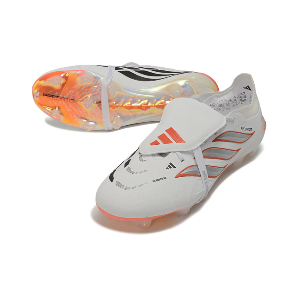 Chuteira Campo Adidas Predator Tongue 26 Elite FG Branco e Laranja