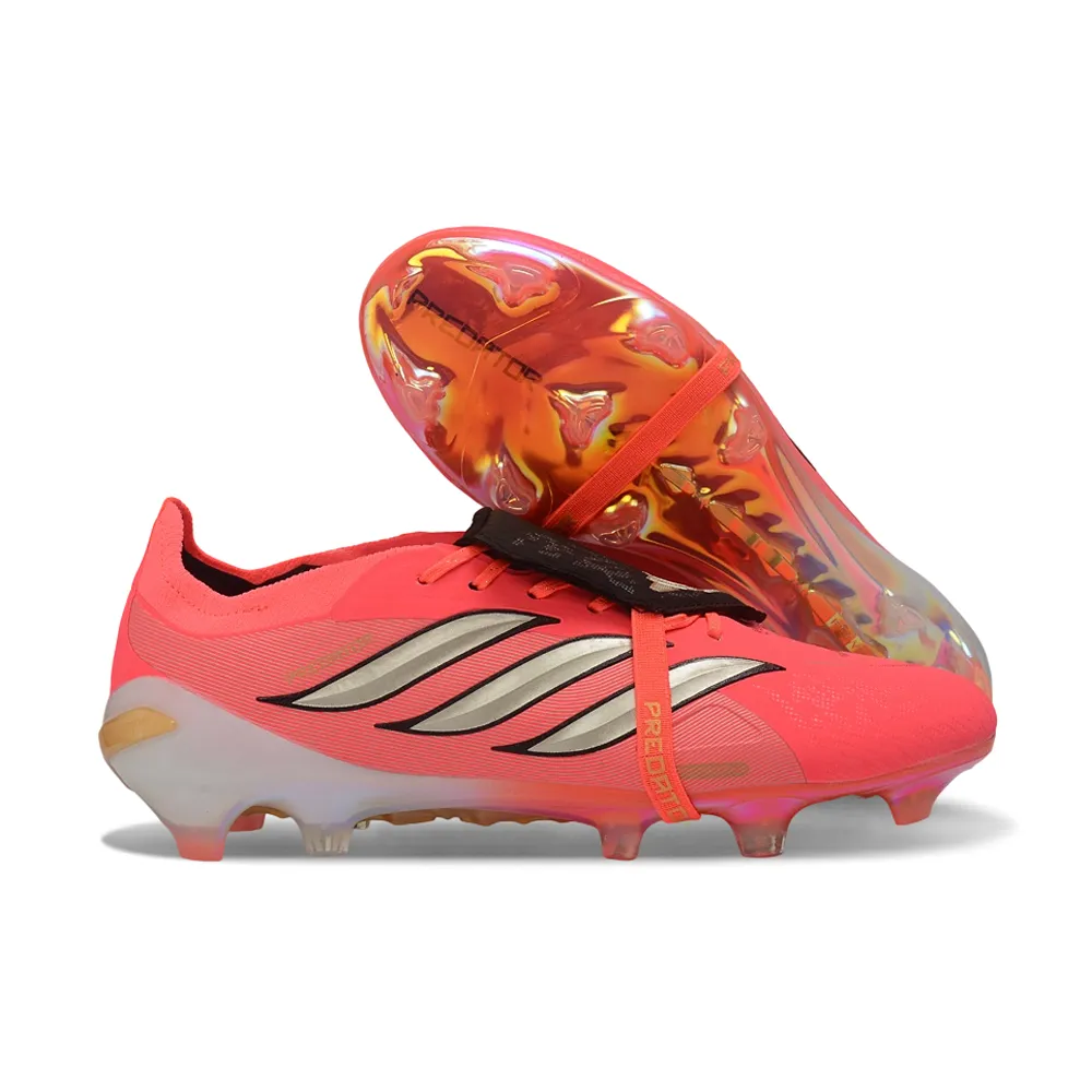 Chuteira Campo Adidas Predator Tongue 26 Elite FG Rosa, Preto e Dourado