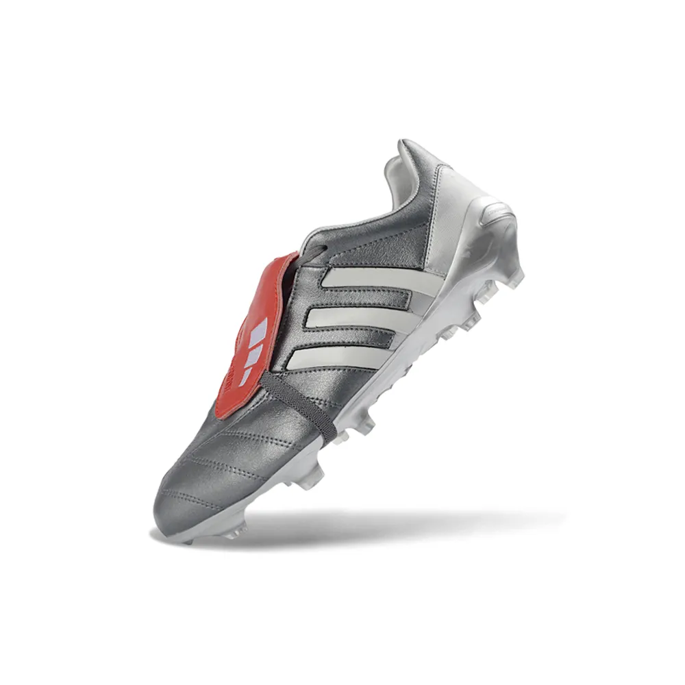 Chuteira Campo Adidas Predator Mania FG Cinza e Vermelho