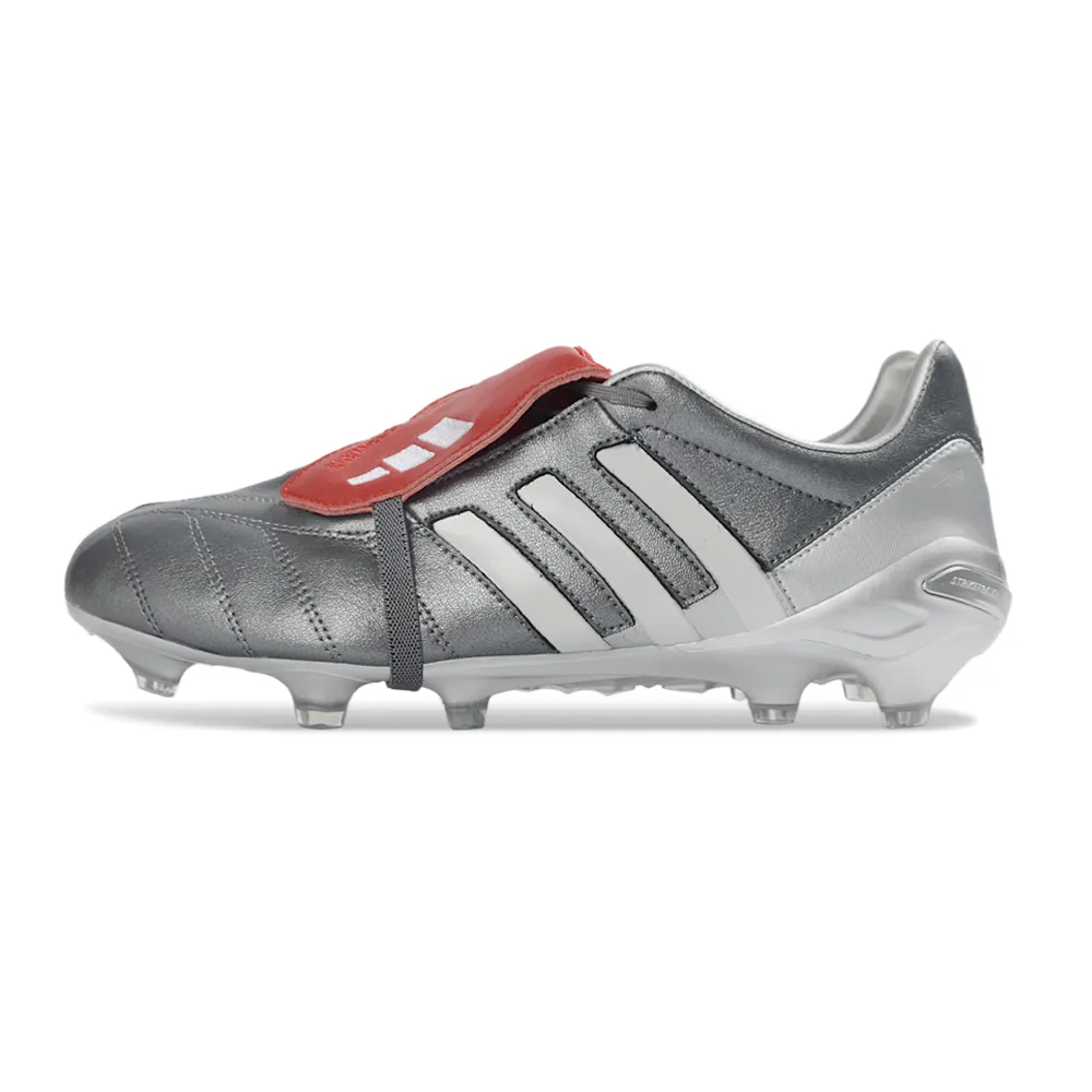 Chuteira Campo Adidas Predator Mania FG Cinza e Vermelho