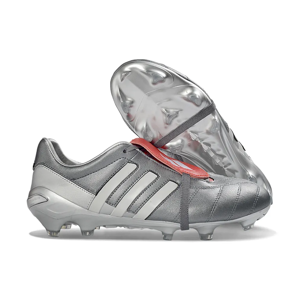Chuteira Campo Adidas Predator Mania FG Cinza e Vermelho
