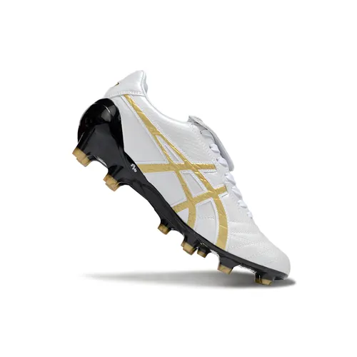 Chuteira Campo Asics Lethal Testimonial 4 FG Branca, Dourado e Preto