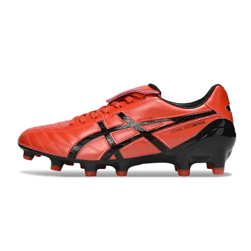 Chuteira Campo Asics Lethal Testimonial 4 FG Vermelho e Preto