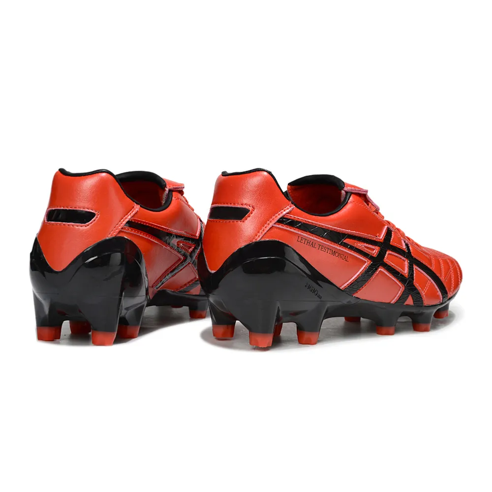 Chuteira Campo Asics Lethal Testimonial 4 FG Vermelho e Preto