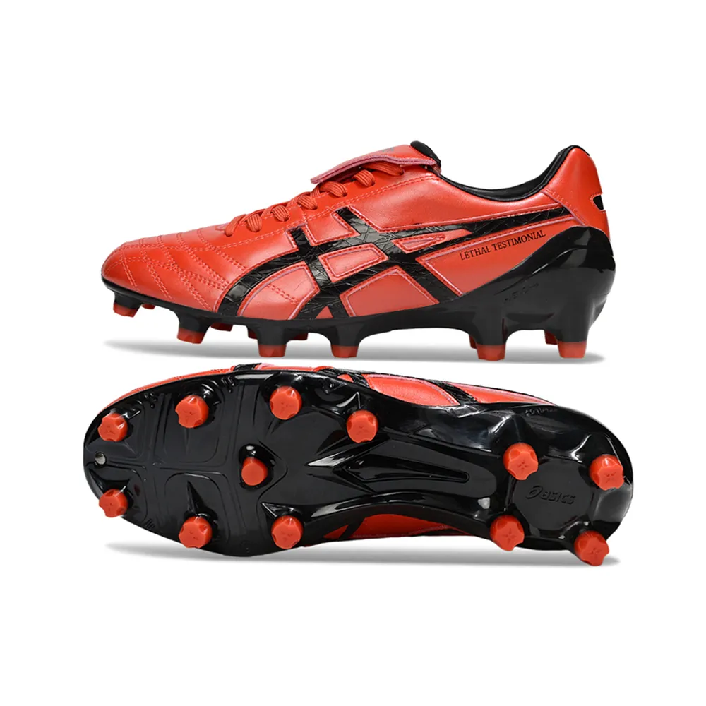 Chuteira Campo Asics Lethal Testimonial 4 FG Vermelho e Preto