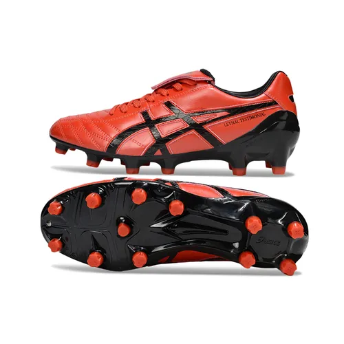 Chuteira Campo Asics Lethal Testimonial 4 FG Vermelho e Preto