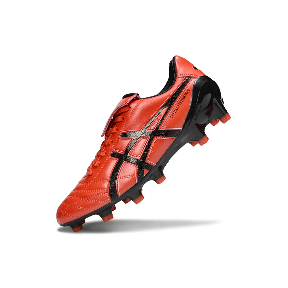 Chuteira Campo Asics Lethal Testimonial 4 FG Vermelho e Preto