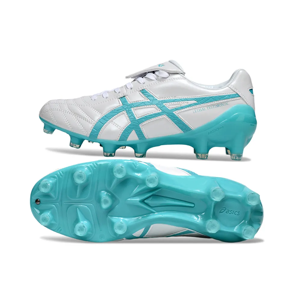 Chuteira Campo Asics Lethal Testimonial 4 FG Branco e Azul