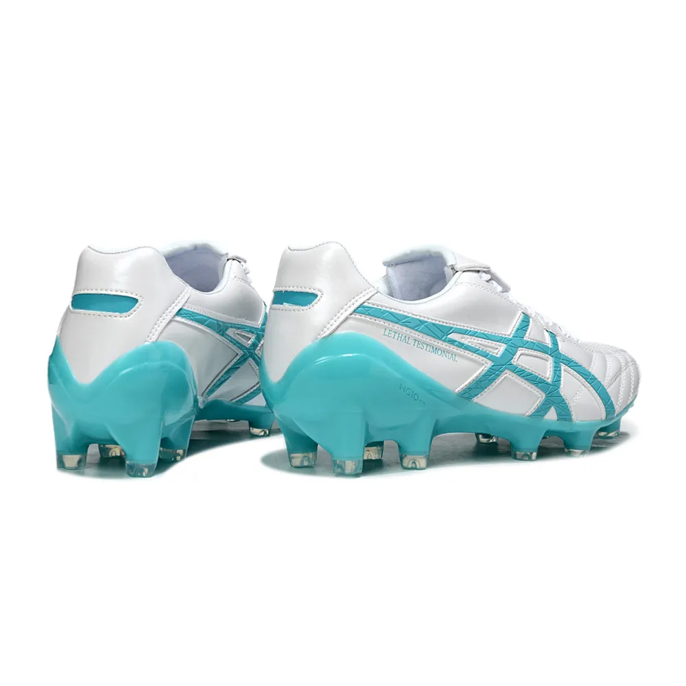 Chuteira Campo Asics Lethal Testimonial 4 FG Branco e Azul