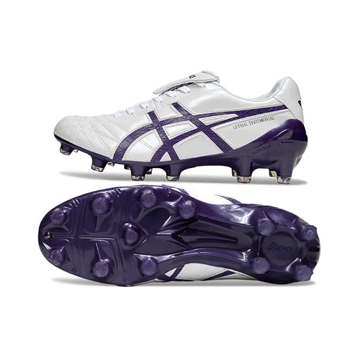 Chuteira Campo Asics Lethal Testimonial 4 FG Branco e Roxo