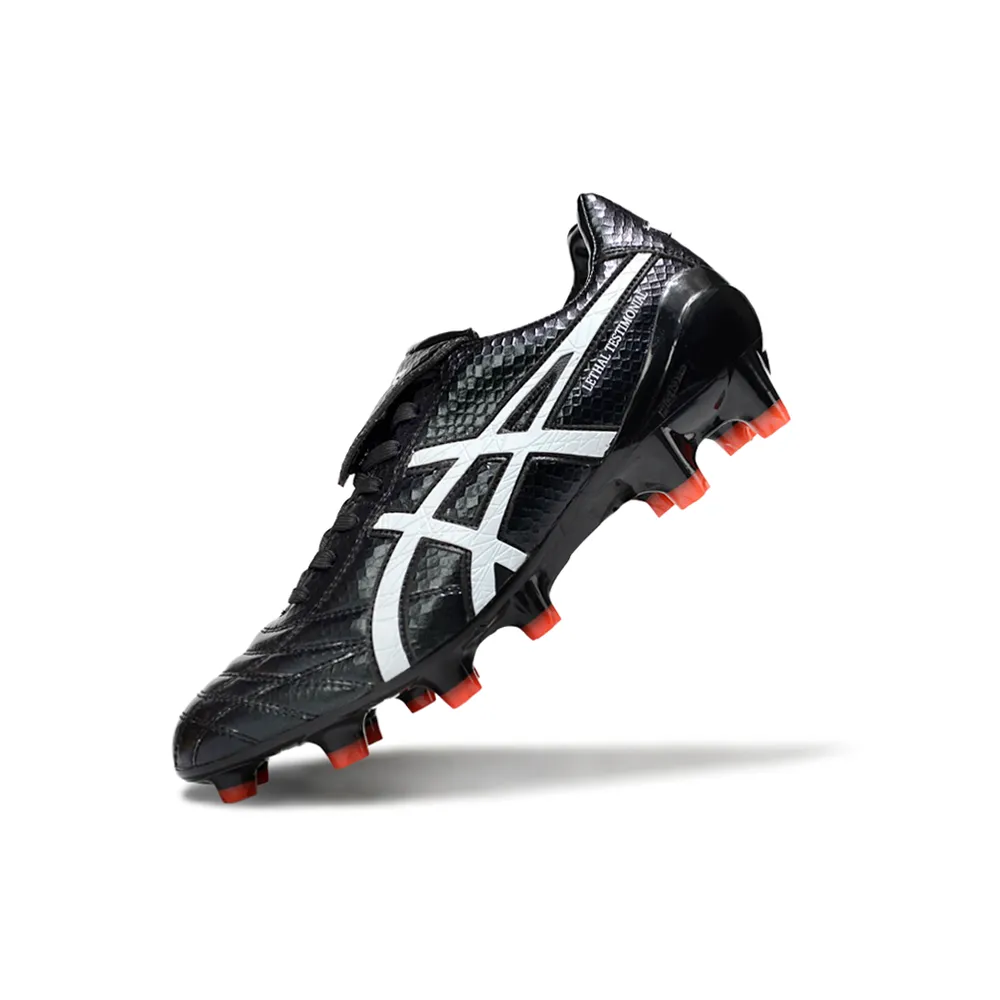 Chuteira Campo Asics Lethal Testimonial 4 FG Preto e Branco