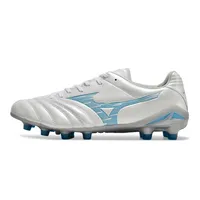 Chuteira Campo Mizuno Morelia Neo 4 Beta FG Branco e Azul - imagem 1