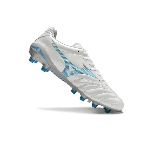 Chuteira Campo Mizuno Morelia Neo 4 Beta FG Branco e Azul