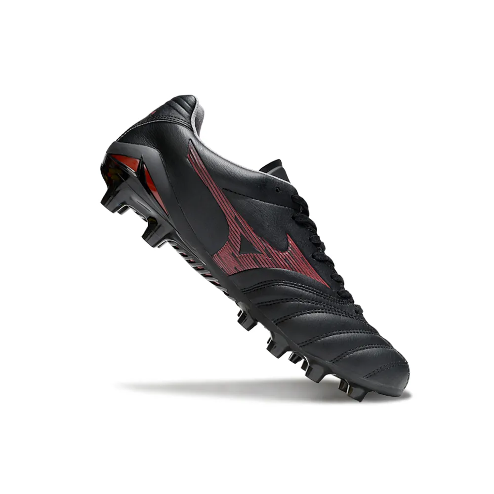 Chuteira Campo Mizuno Morelia Neo 4 Beta FG Preto e Vermelho