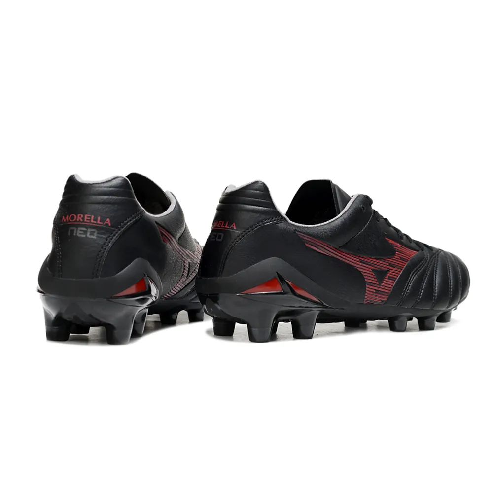 Chuteira Campo Mizuno Morelia Neo 4 Beta FG Preto e Vermelho