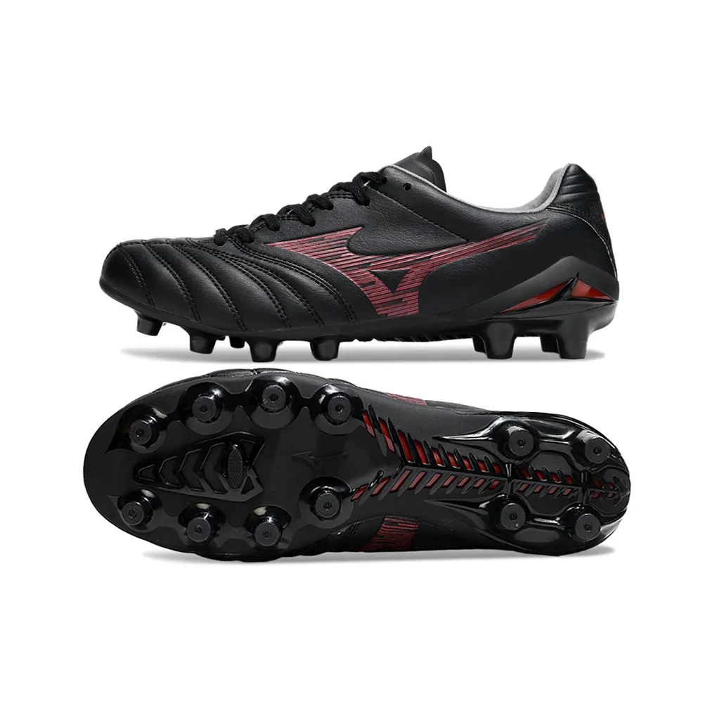 Chuteira Campo Mizuno Morelia Neo 4 Beta FG Preto e Vermelho