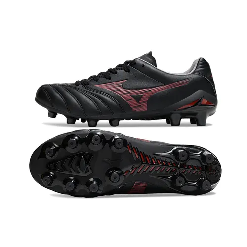 Chuteira Campo Mizuno Morelia Neo 4 Beta FG Preto e Vermelho