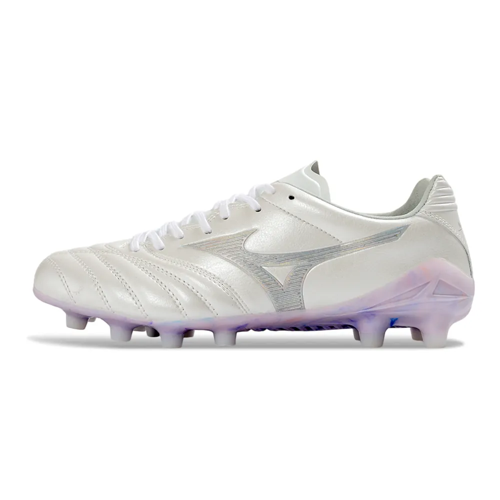 Chuteira Campo Mizuno Morelia Neo 4 Beta FG Branco, Rosa e Roxo