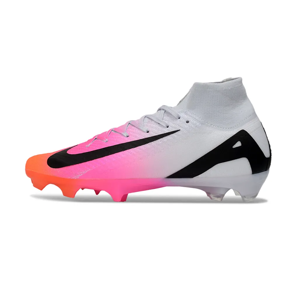 Chuteira Campo Nike Air Zoom Mercurial Superfly 10 Elite FG Rosa, Branco e Preto