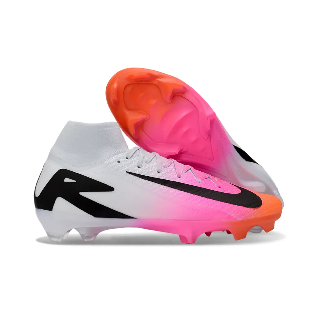 Chuteira Campo Nike Air Zoom Mercurial Superfly 10 Elite FG Rosa, Branco e Preto