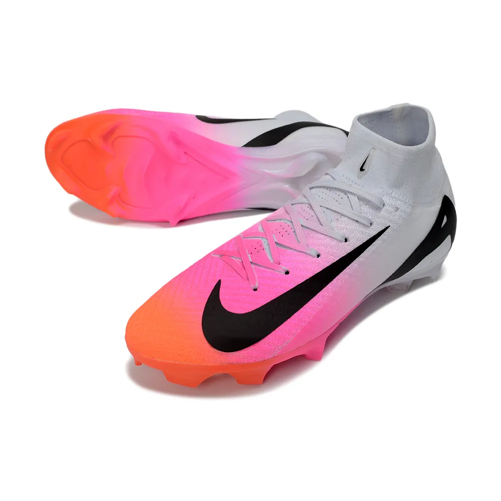 Chuteira Campo Nike Air Zoom Mercurial Superfly 10 Elite FG Rosa, Branco e Preto